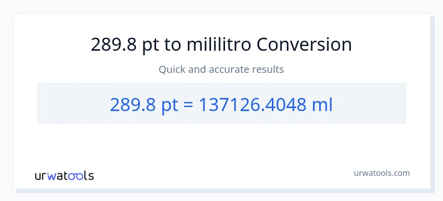 289.8 Pints patungong mga mililitro na conversion