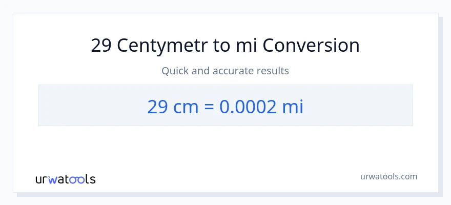 Konwersja 29 Centymetry do mile