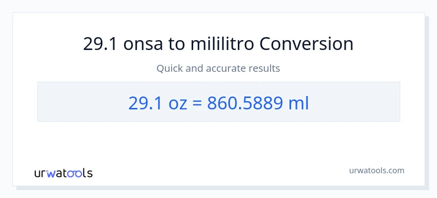 29.1 Mga onsa patungong mga mililitro na conversion