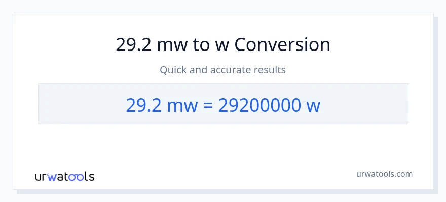 Conversió de 29.2 megawatts a watts