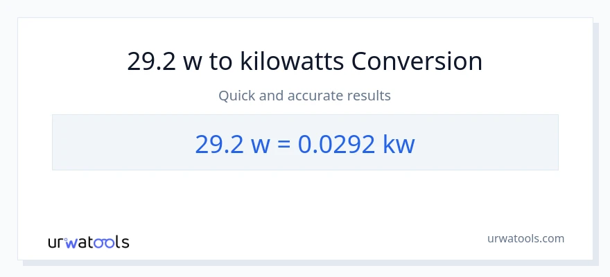 Conversió de 29.2 watts a quilowatts