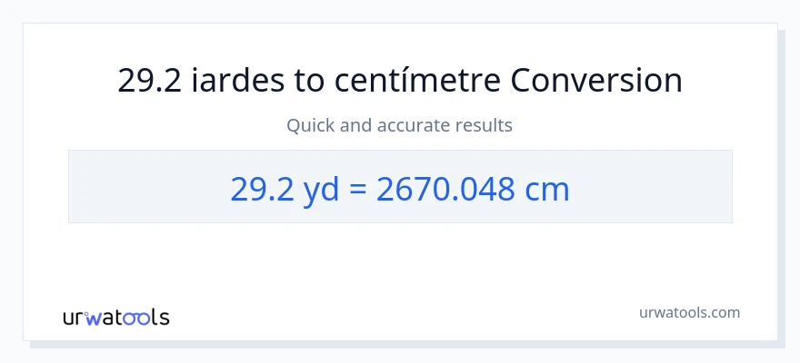 Conversió de 29.2 iardes a Centímetres