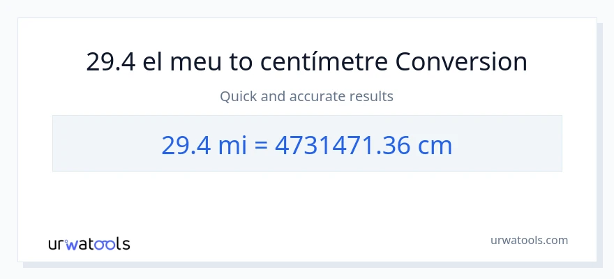Conversió de 29.4 milles a Centímetres