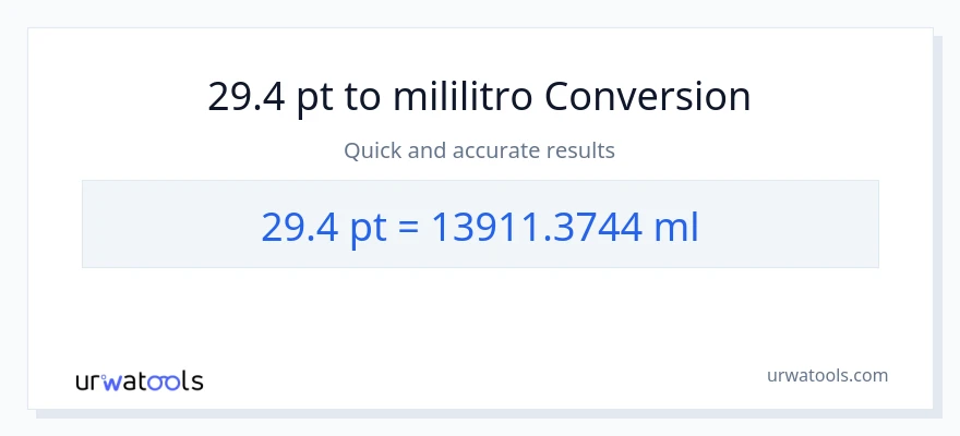 29.4 Pints patungong mga mililitro na conversion
