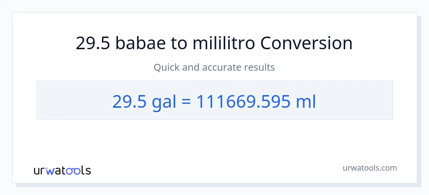 29.5 Mga galon patungong mga mililitro na conversion
