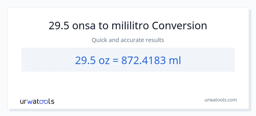 29.5 Mga onsa patungong mga mililitro na conversion