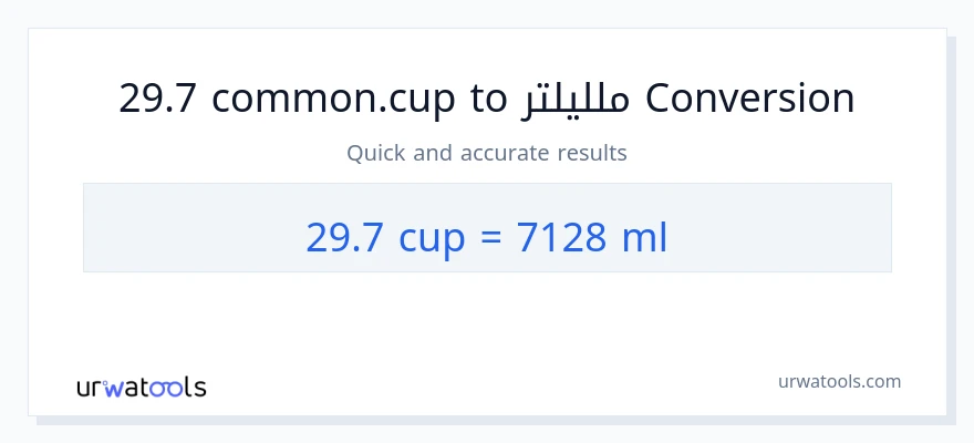 التحويل من 29.7 أكواب إلى ملليلتر