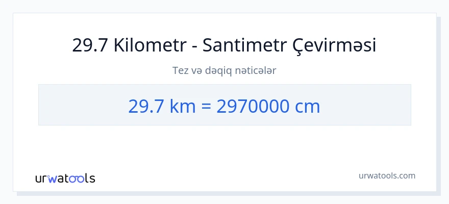 29.7 kilometr-dən Santimetr-ə çevrilmə