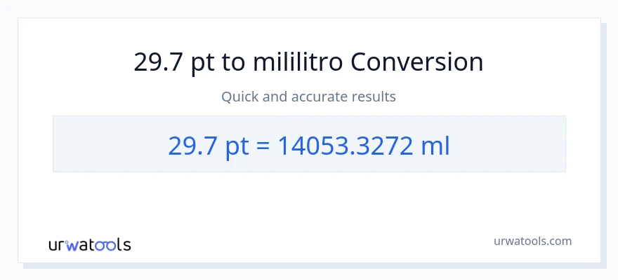 29.7 Pints patungong mga mililitro na conversion