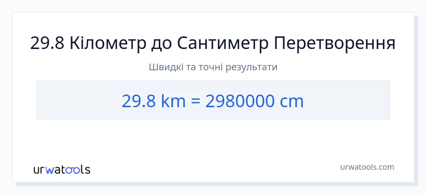 Конверсія з кілометри у Сантиметри: 29.8