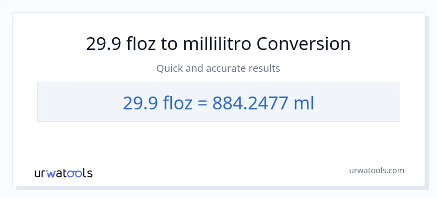 Conversione da 29.9 once fluide a millilitri