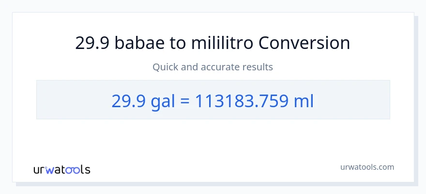 29.9 Mga galon patungong mga mililitro na conversion