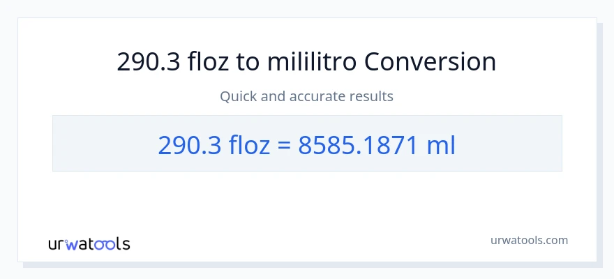290.3 mga onsa ng likido patungong mga mililitro na conversion