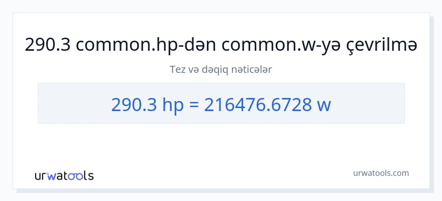 290.3 at gücü-dən vatt-ə çevrilmə