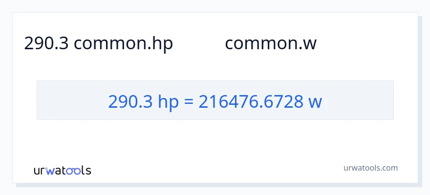 290.3 অশ্বশক্তি থেকে ওয়াট রূপান্তর
