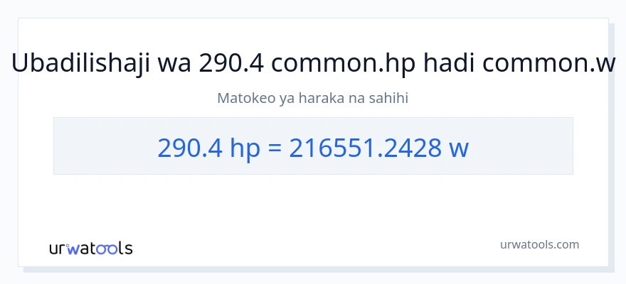 Ubadilishaji wa 290.4 farasi hadi wati