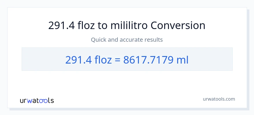 291.4 mga onsa ng likido patungong mga mililitro na conversion