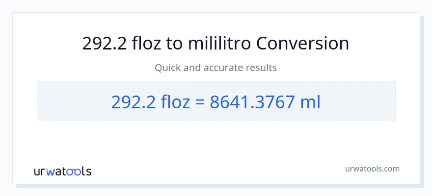 292.2 mga onsa ng likido patungong mga mililitro na conversion