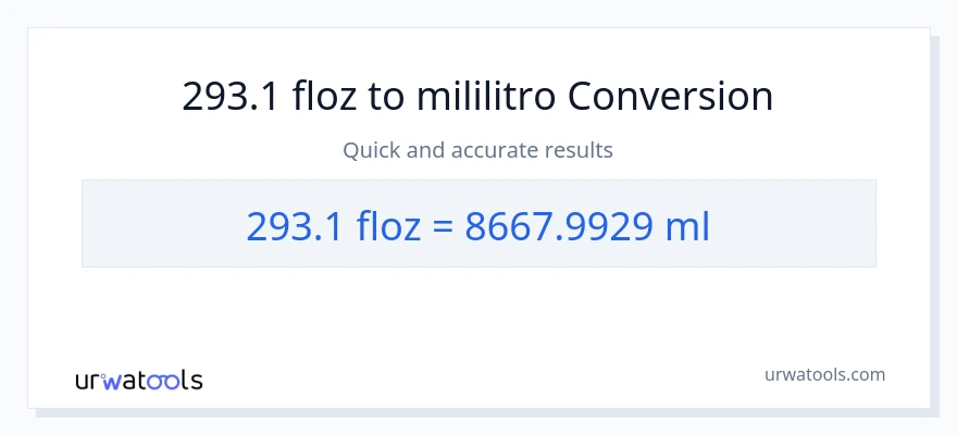 293.1 mga onsa ng likido patungong mga mililitro na conversion