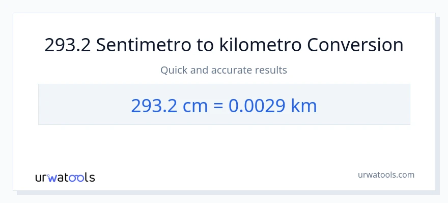 293.2 Mga Sentimetro patungong Kilometro na conversion