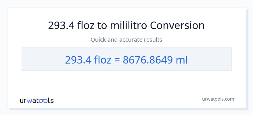 293.4 mga onsa ng likido patungong mga mililitro na conversion