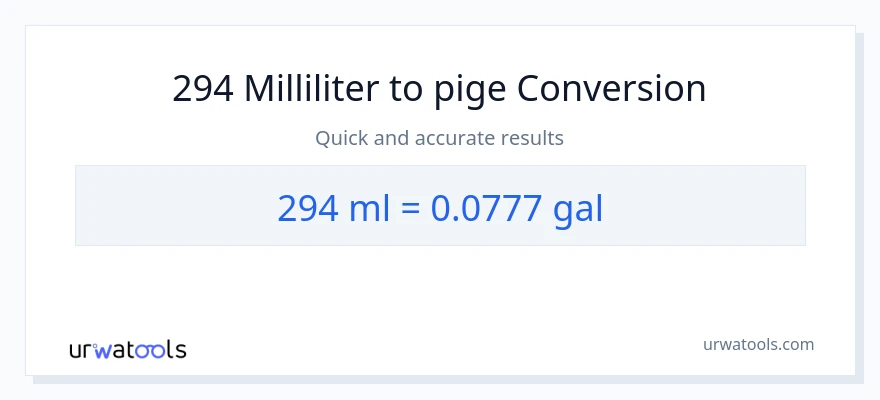 294 milliliter til Galloner konvertering