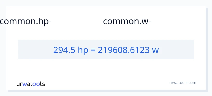 294.5 കുതിരശക്തി ൽ നിന്ന് വാട്ട്സ് ലേക്ക് പരിവർത്തനം