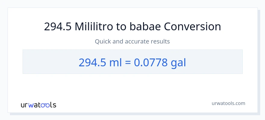 294.5 mga mililitro patungong Mga galon na conversion