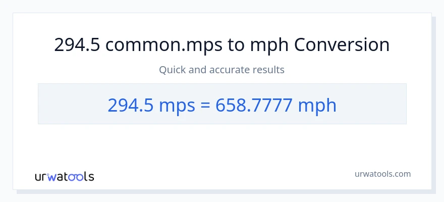 294.5 Meters Per Second patungong milya kada oras na conversion