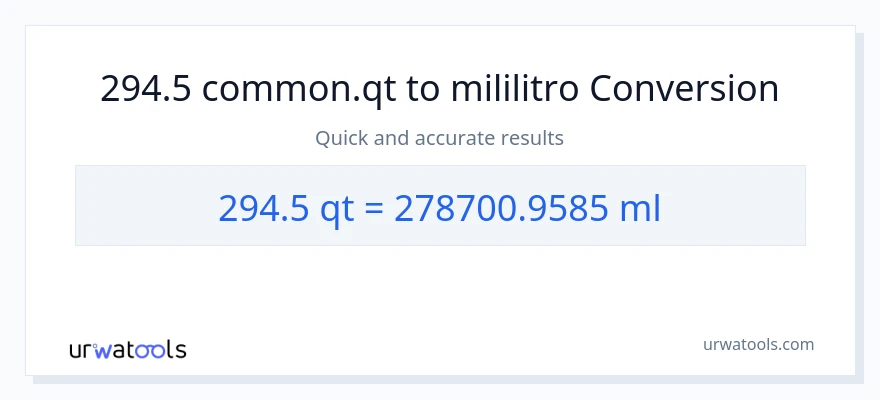 294.5 Quarts patungong mga mililitro na conversion