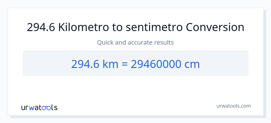 294.6 Kilometro patungong Mga Sentimetro na conversion