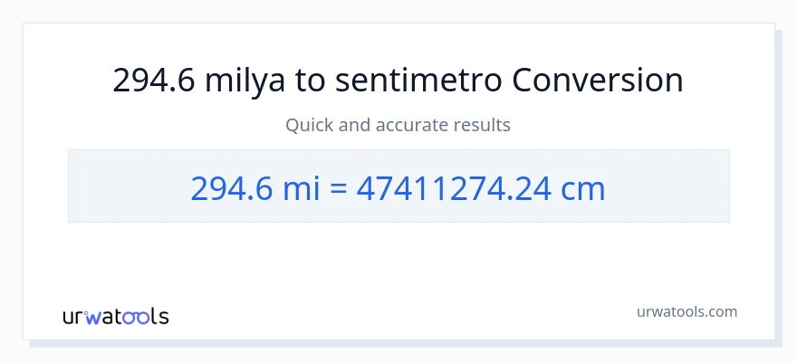 294.6 milya patungong Mga Sentimetro na conversion