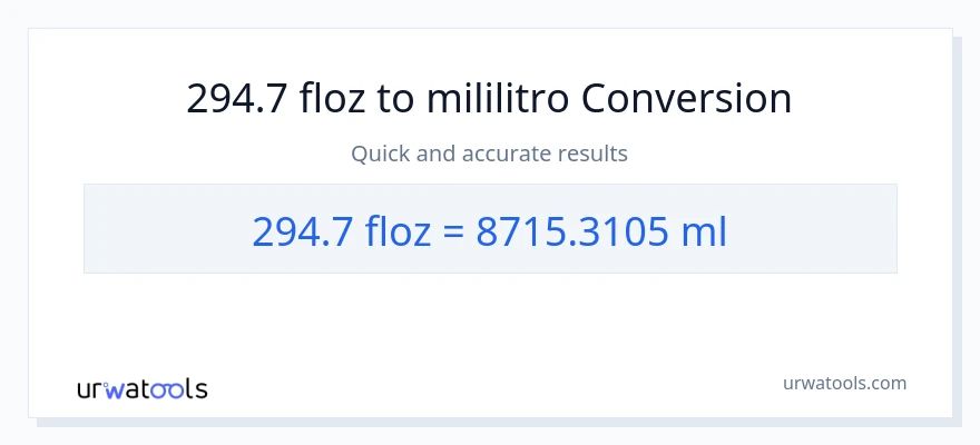 294.7 mga onsa ng likido patungong mga mililitro na conversion