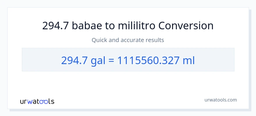 294.7 Mga galon patungong mga mililitro na conversion