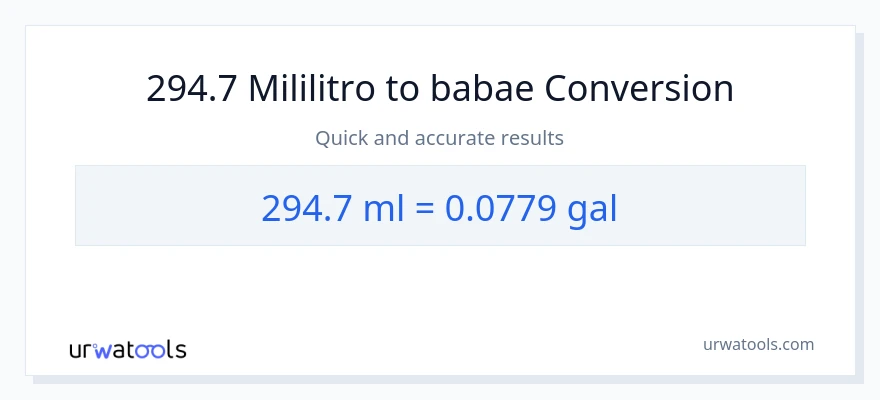294.7 mga mililitro patungong Mga galon na conversion