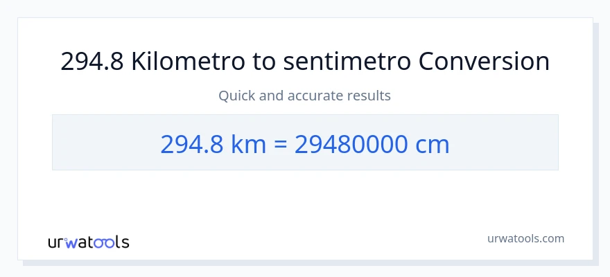 294.8 Kilometro patungong Mga Sentimetro na conversion