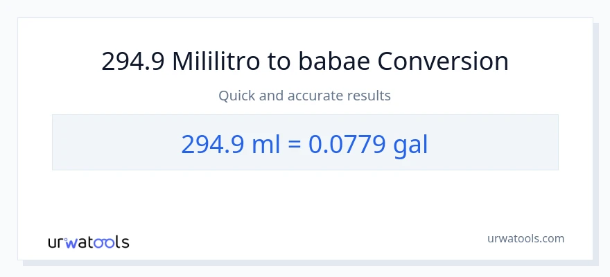 294.9 mga mililitro patungong Mga galon na conversion