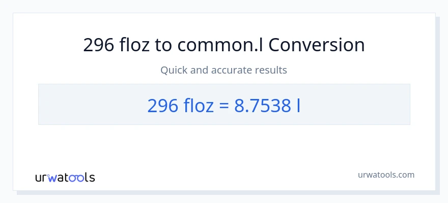 296 mga onsa ng likido patungong Liters na conversion