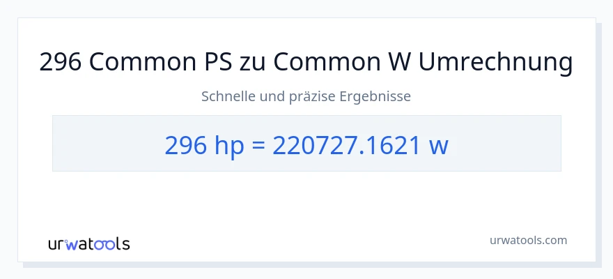 296 PS zu Watt Umwandlung