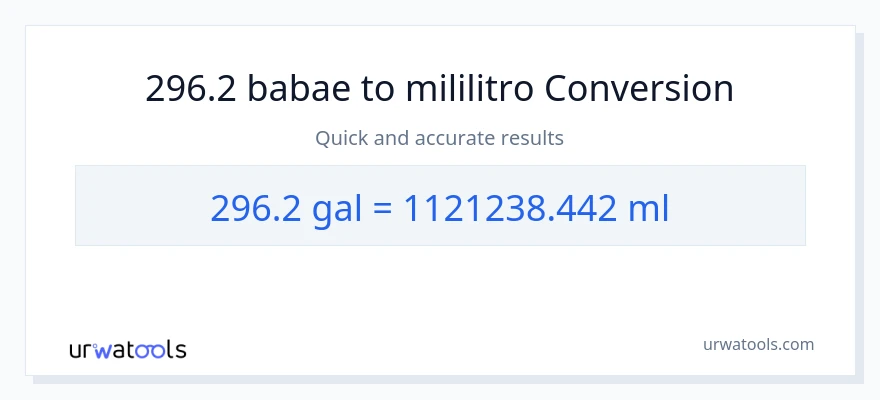 296.2 Mga galon patungong mga mililitro na conversion