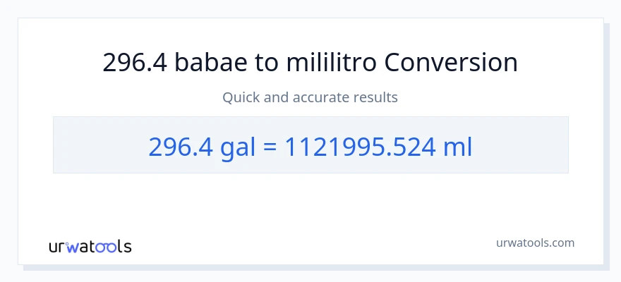 296.4 Mga galon patungong mga mililitro na conversion