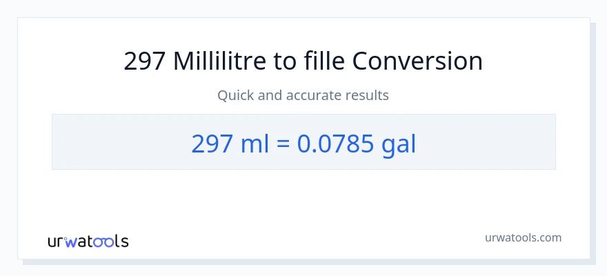 Conversion 297 millilitres vers Gallons