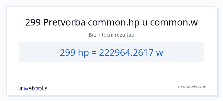 Konverzija od konjske snage do vati: 299