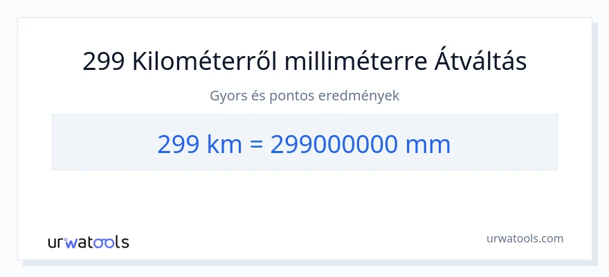 299 kilométer - milliméter konverzió