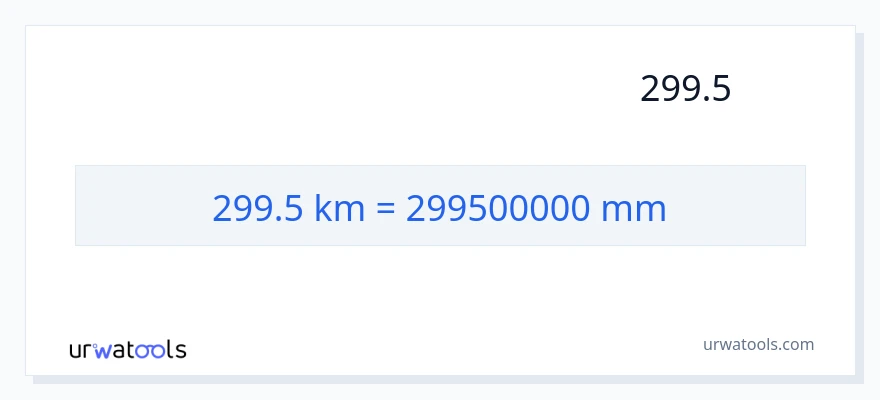 تبدیل 299.5 کیلومتر به میلی‌متر