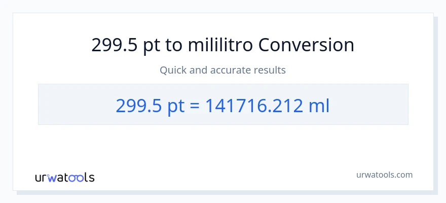 299.5 Pints patungong mga mililitro na conversion