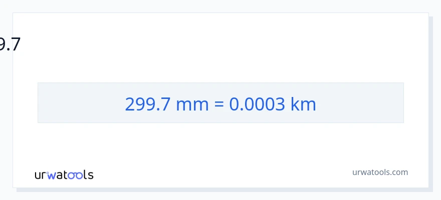 299.7 മില്ലിമീറ്റർ ൽ നിന്ന് കിലോമീറ്റർ ലേക്ക് പരിവർത്തനം