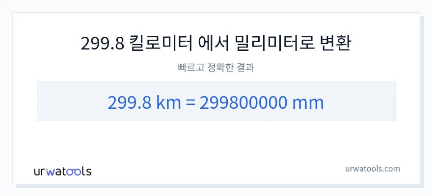 299.8 킬로미터에서 밀리미터으로의 변환