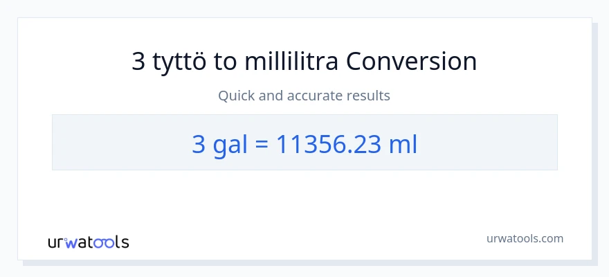 3 Gallonat - millilitraa muunnos