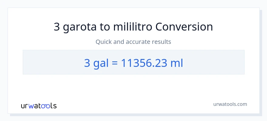 Conversão de 3 galões para mililitros